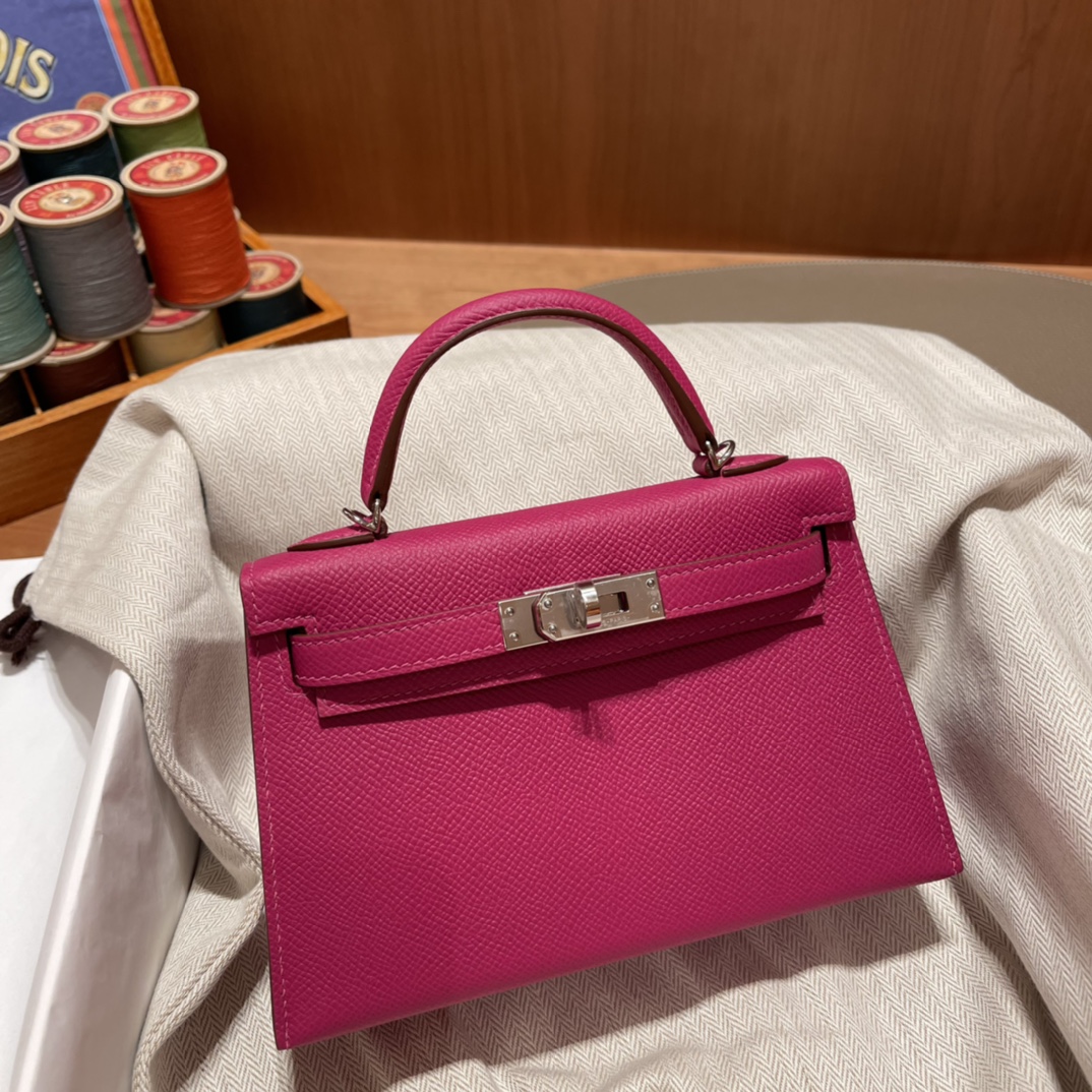 에르메스 미니 켈리백19 립스틱 은장 앱송